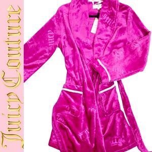 Juicy Couture Juicy Crown Logo Embossed Collared Plush Robe